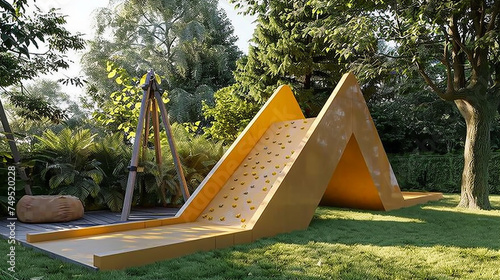 A Triangle With Ramp featuring a soft incline, ideal for toddlers to climb and slide down safely.