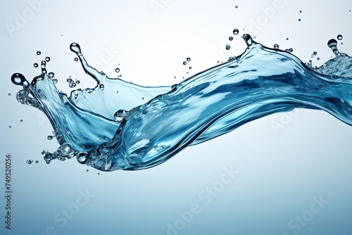 Blue water splash and drops isolated on a transparent background