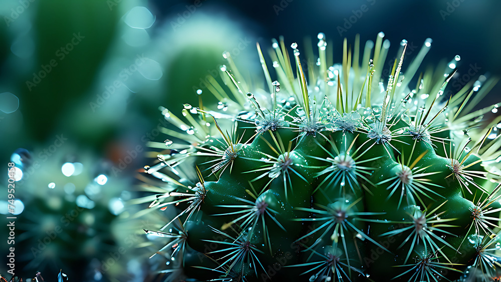 Fototapeta premium Macro photography green cactus background