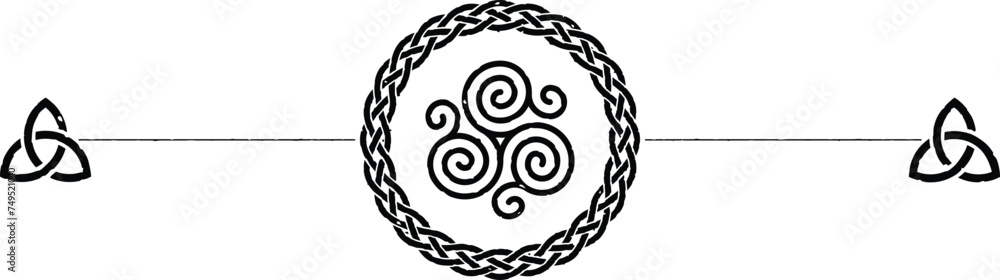 Grunge Celtic Header with Braid Ring and with Celt Triskele