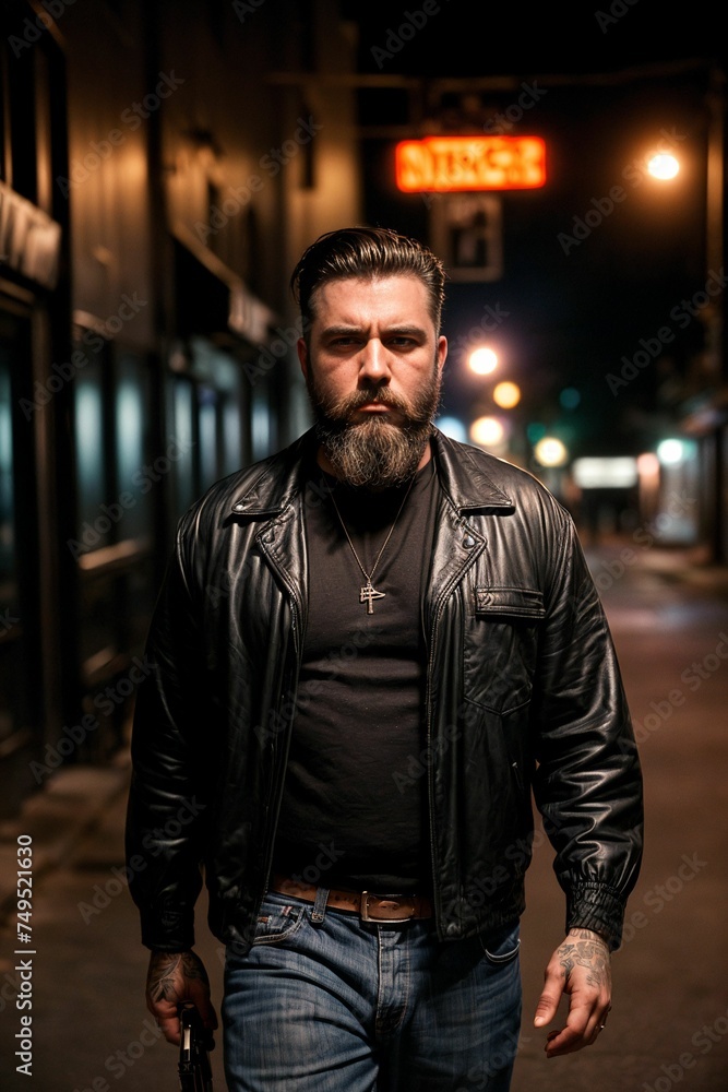 A dangerous assassin gangster lurking in urban street A dangerous assassin gangster lurking in urban street