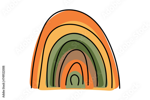 Colorful Doodle Rainbow on St Patrick's Day. Editable stroke. Vector hand drawn illustration done in black, yellow, green, orange and brown colors. For cards, banners, wallpaper, textile, wrapping