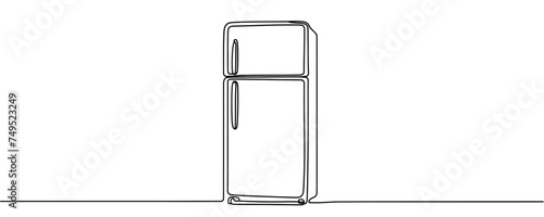 Refrigerator in one line style. Refrigerator vector illustration in one continuous line.