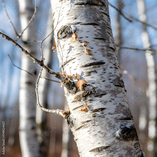 Detail View of a Birch Tree in a Forest Setting: A Study of Nature's Patterns
