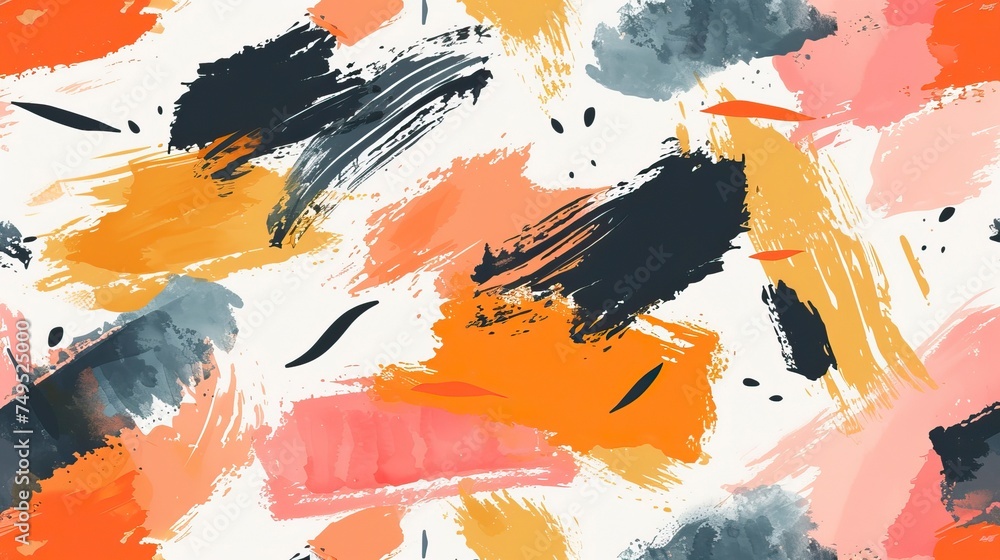 Minimalist abstract brush stroke painting seamless pattern illustration