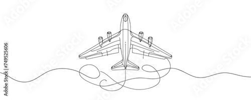 One line airplane, one continuous line airplane vector illustration, travel and tourism concept