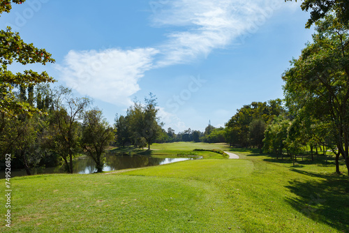 Fototapeta Naklejka Na Ścianę i Meble -  Golf course with blue sky background