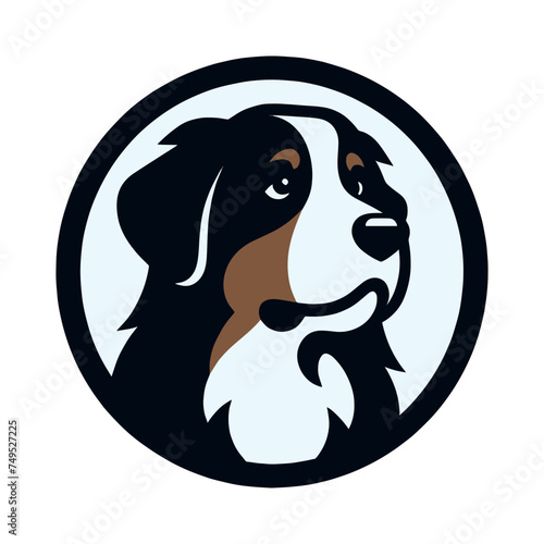 Berner Sennenhund. Bernese Mountain Dog. simple modern icon. logo, emblem. Bernese Cattle Dog, Bouvier Bernois