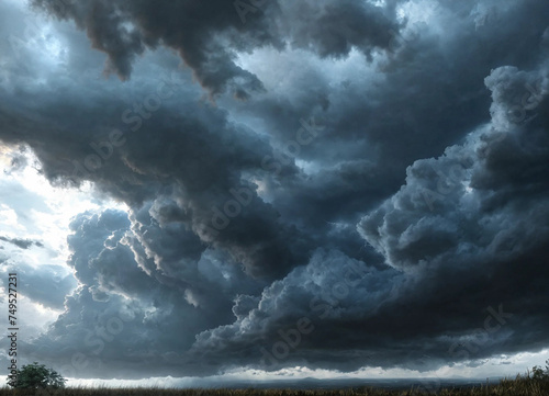 Fototapeta Naklejka Na Ścianę i Meble -  Photorealistic stormy sky background illustration