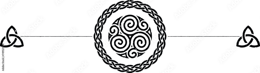 Grunge Celtic Header with Braid Ring and with Celt Triskelion Grunge Celtic Header with Braid Ring and with Celt Triskelion