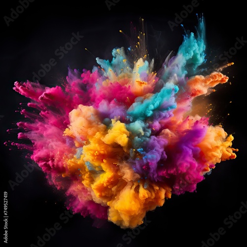 Explosion of colored powder on black background