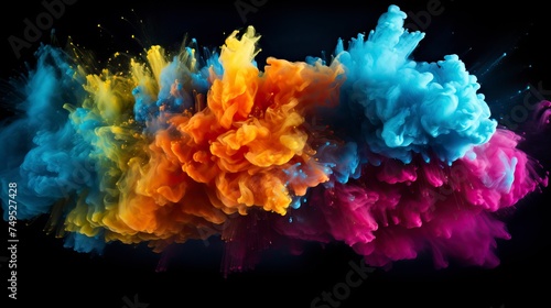 Explosion of colored powder on black background © CREATIVE STOCK