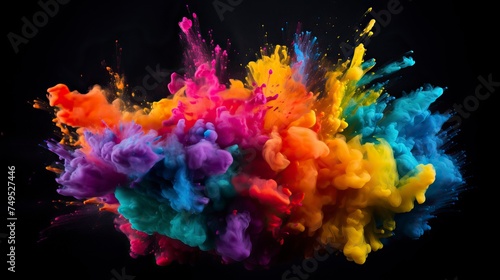 Explosion of colored powder on black background © CREATIVE STOCK