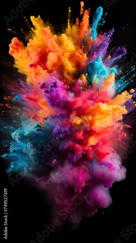 Explosion of colored powder on black background