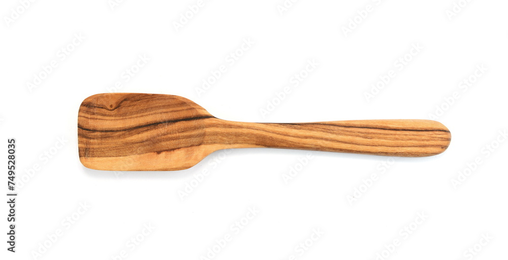 Empty wooden spoon made of olive tree wood isolated on white background. Wooden serving spoon Empty wooden spoon made of olive tree wood isolated on white background. Wooden serving spoon