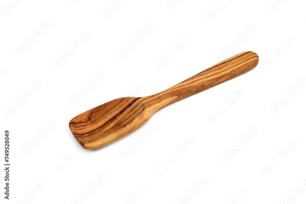 Empty wooden spoon made of olive tree wood isolated on white background. Wooden serving spoon Empty wooden spoon made of olive tree wood isolated on white background. Wooden serving spoon