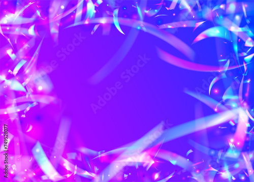 Carnival Burst. Surprise Tinsel. Blue Light Background. Neon Confetti. Digital Flag. Party Ribbon. Glare Christmas Illustration. Happy Element. Pink Carnival Burst