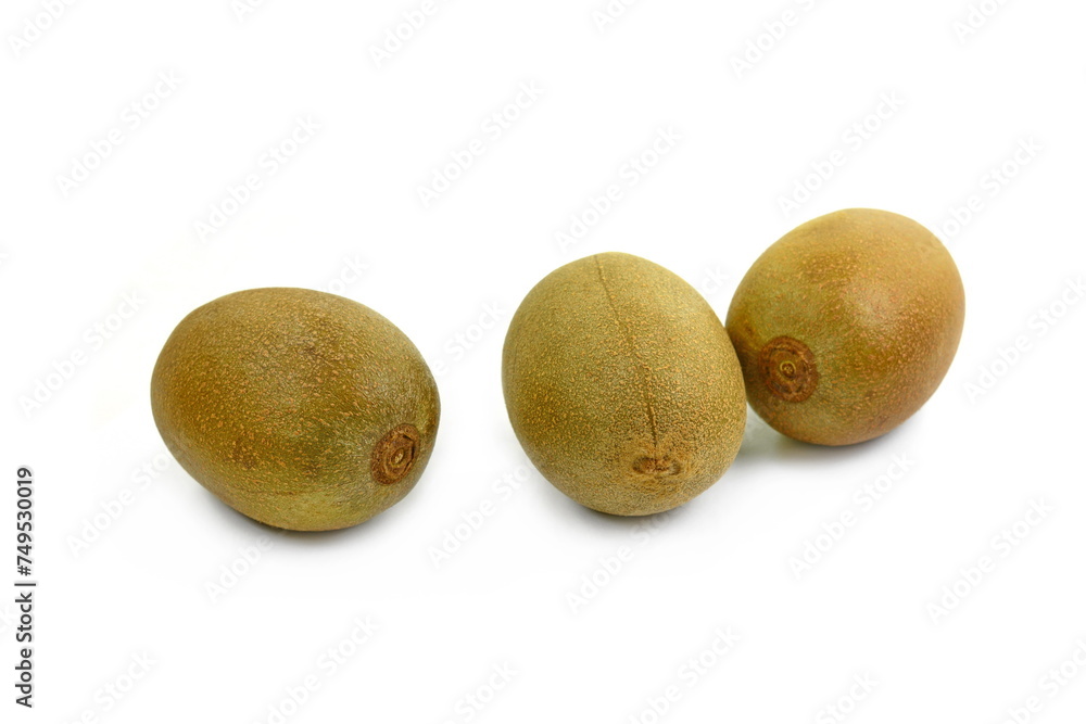 Whole golden kiwifruit kiwi (Actinidia chinensis) on white background Whole golden kiwifruit kiwi (Actinidia chinensis) on white background