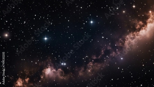 starry night sky _The background consists of a starry night sky with a pink and orange nebula on the right side. The stars are white and blue in color. The image has a black background.