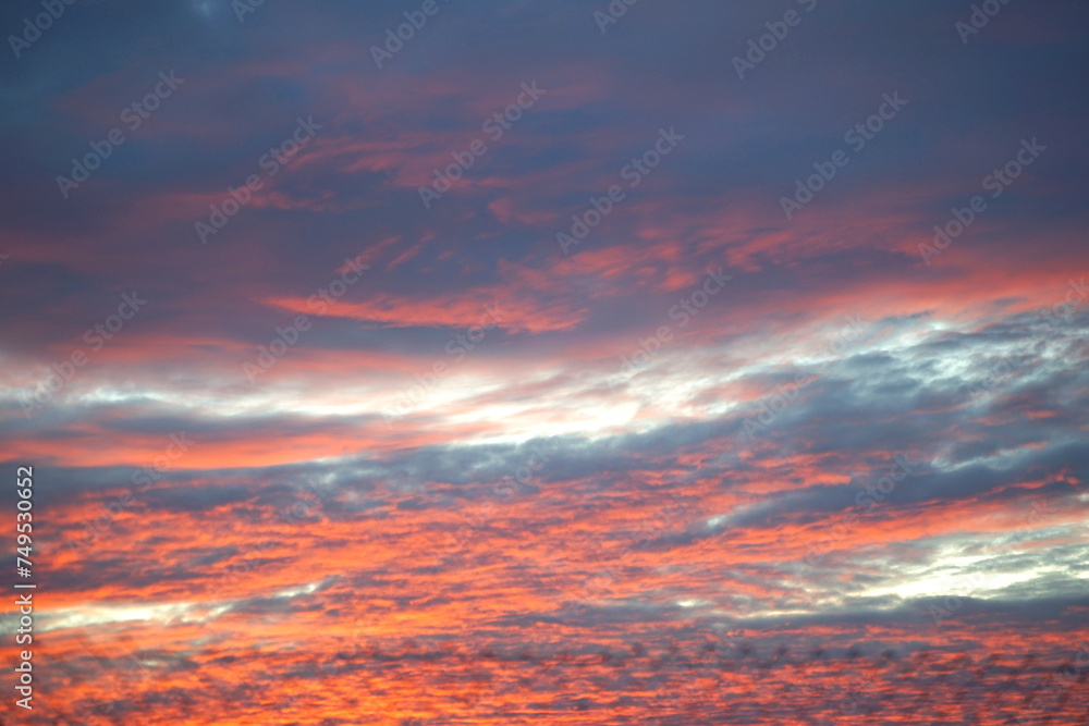 Golden Dusk: A Spectacular Sunset Sky with Painted Clouds