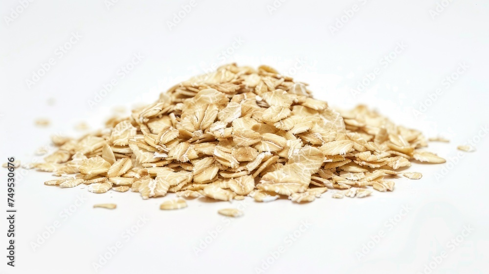oat flakes isolated on a white background, emphasizing the versatility of this breakfast ingredient for oatmeal and granola. oat flakes isolated on a white background, emphasizing the versatility of this breakfast ingredient for oatmeal and granola.
