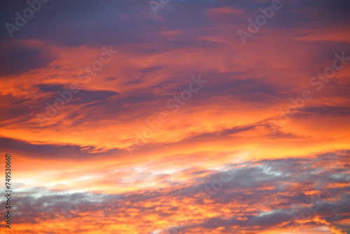 Tangerine Twilight, Stunning Orange Sky with Majestic Clouds © Bela Art
