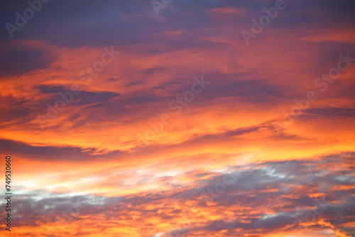 Tangerine Twilight, Stunning Orange Sky with Majestic Clouds 