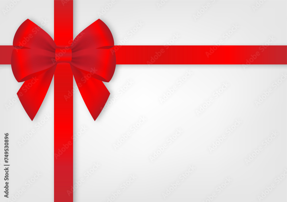 Red Ribbon Bow. Vector Illustration Isolated on White Background. 