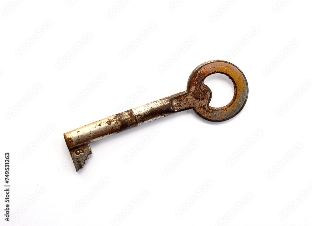Old key isolated on white background. Old key isolated on white background.