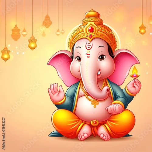 Portrait of cute lord ganesha idol photo