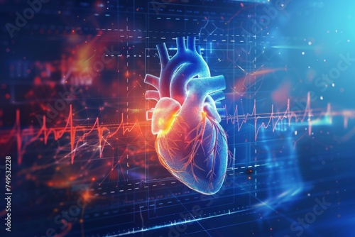 Heart Beats with medical background , service health and medical technology concept. photo