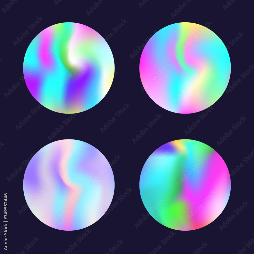 Gradient round set with holographic mesh. Abstract hologram. Neon gradient round set. Minimalistic 90s, 80s retro style graphic template for flyer, poster, banner, mobile app. Gradient round set with holographic mesh. Abstract hologram. Neon gradient round set. Minimalistic 90s, 80s retro style graphic template for flyer, poster, banner, mobile app.