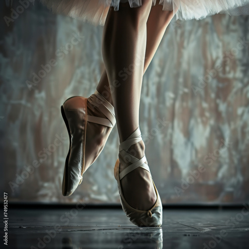 Ballet dancer legs in pointe shoes photo