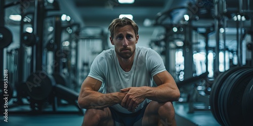 Male athlete in gym experiencing knee pain from acute inflammation. Concept Acute Inflammation Management  Sports Injury Recovery  Men s Health and Wellness  Understanding Knee Pain