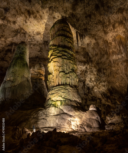 Giant Column With Green Highlights In Carlsbad Caverns © kellyvandellen