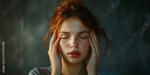 Young woman in pain touching eyes due to eyesight issue indoors. Concept Eye Pain, Vision Problems, Young Woman, Indoor, Eye Care