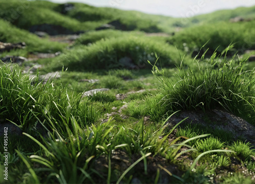 Realistic grass field background illustration