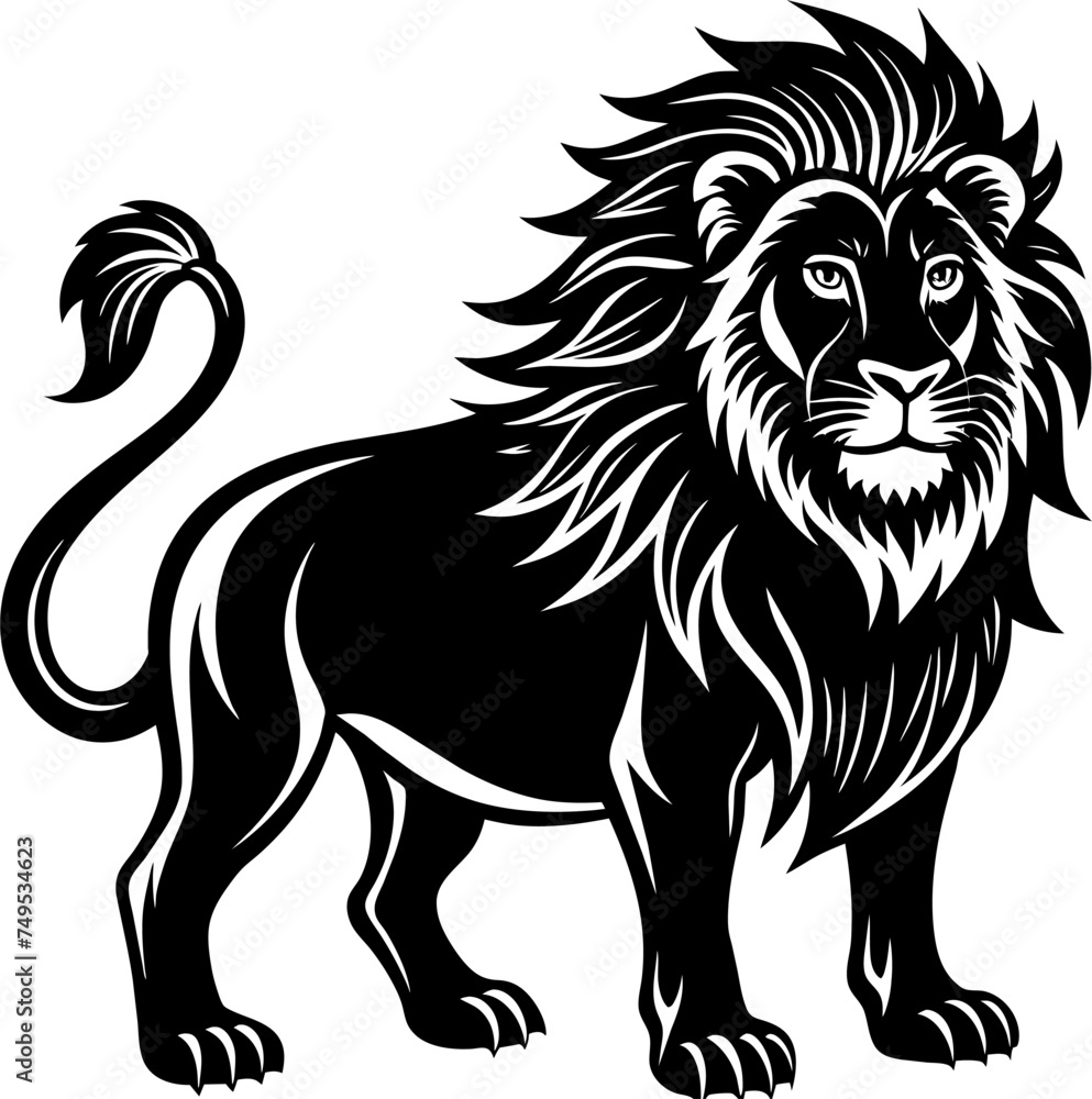 Fototapeta premium minimalist Lion character animal elegant silhouette vector illustration