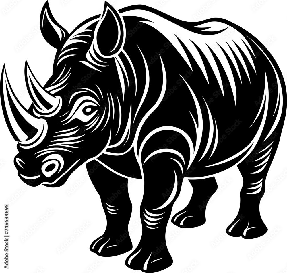 Fototapeta premium silhouette of a Rhinoceros vector illustration design