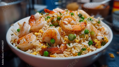 Shrimp fried rice in bowl