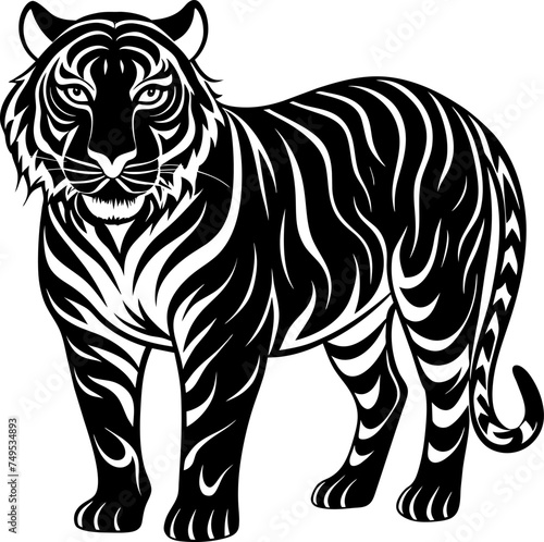 black and white minimalist Tiger silhouette design