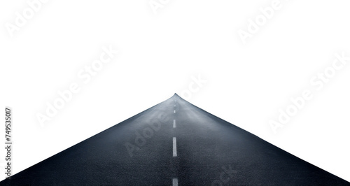 Long asphalt road on transparent background