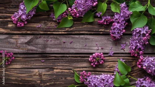 beautiful lilac on a wooden background.