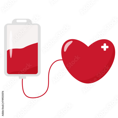Vector blood donation bag with heart vector illustration isolated on white background
