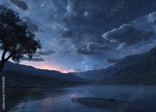 Realistic night sky background illustration