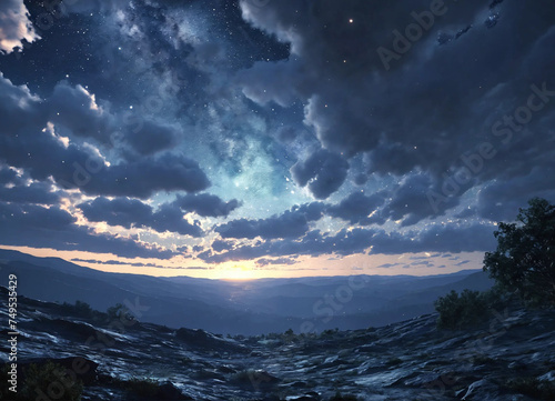Realistic night sky background illustration