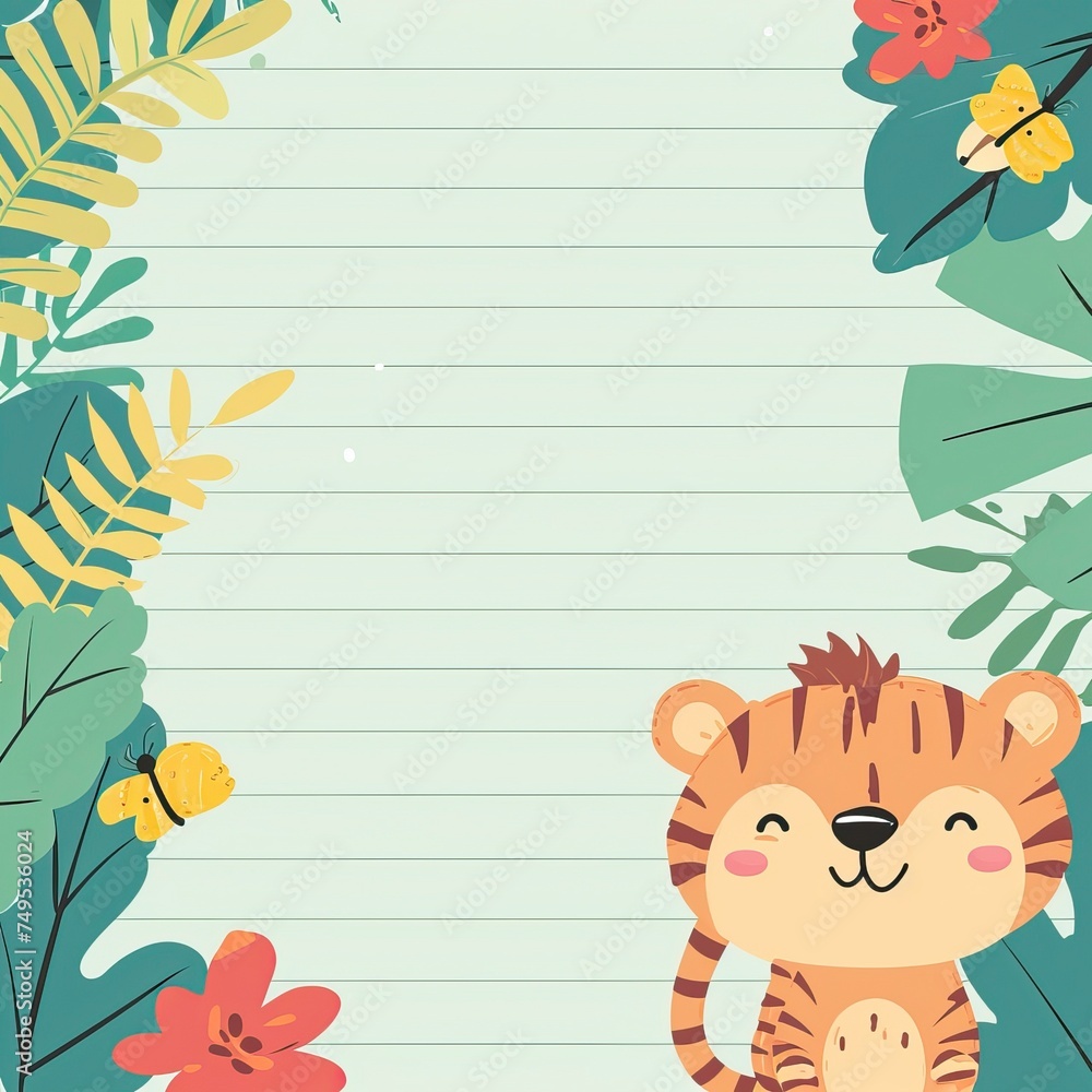 Fototapeta premium cute memo page template animal illustration vector