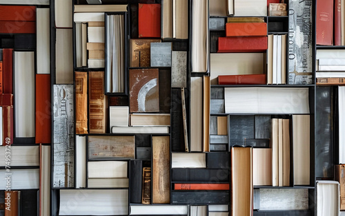 Abstract Bookshelf Displaying Books in Heart Configuration Isolated on Transparent Background PNG.