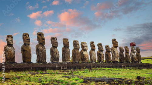 Ahu Tongariki, is the largest ahu on Easter Island photo