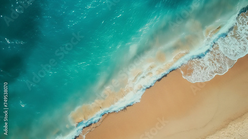 Top Drone view of beach and sea